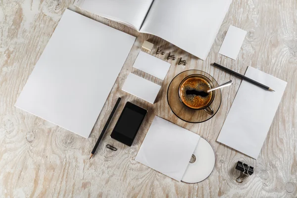 Artigos de papelaria em branco — Fotografia de Stock