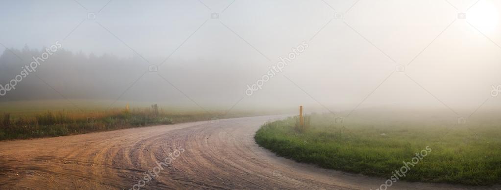 Gravel road in the fog