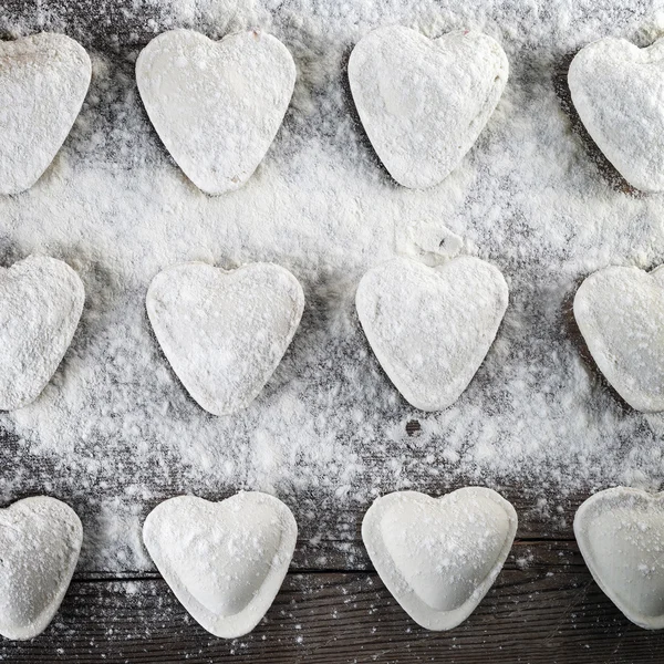 Heart shaped ravioli — Stock Photo, Image