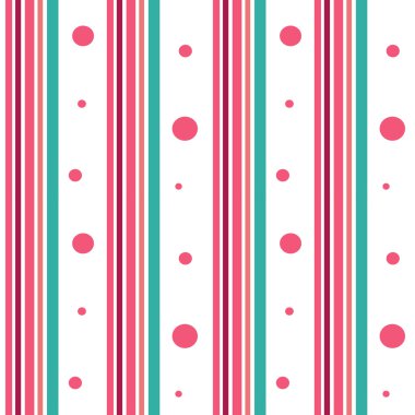 Pembe Daireler sorunsuz pembe ve mavi çizgili desen arka plan illüstrasyon vektör