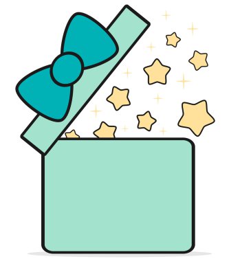 sevimli çizgi hediye kutusu yıldız vektör çizim ile açık