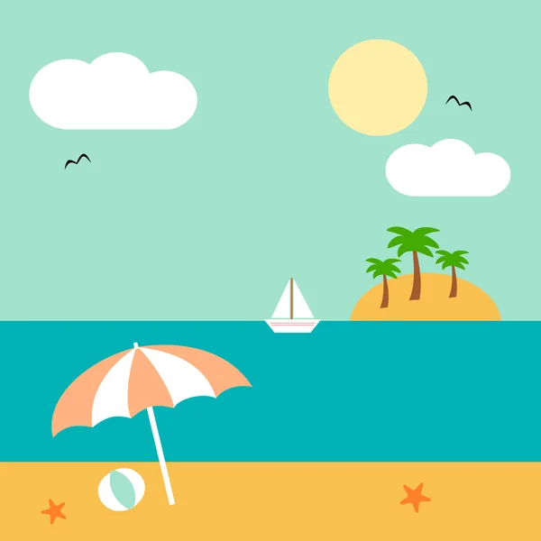 Cartoon leuke zomer landschap vectorillustratie — Stockvector