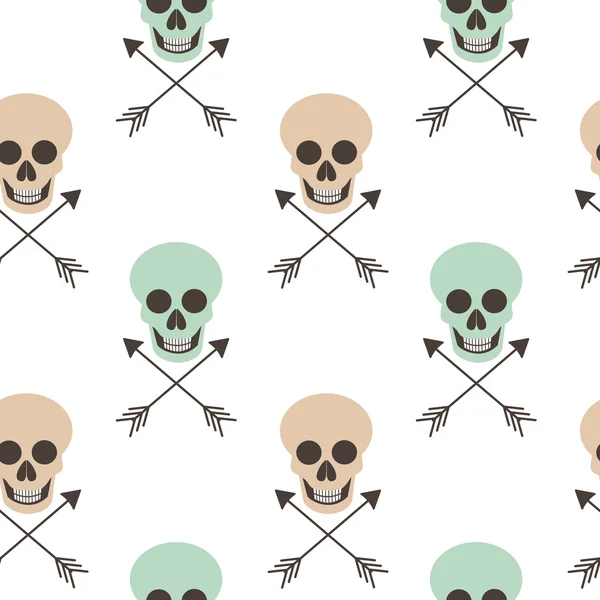 Ilustración de fondo de patrón vectorial sin costura abstracta con calaveras y flechas humanas — Vector de stock