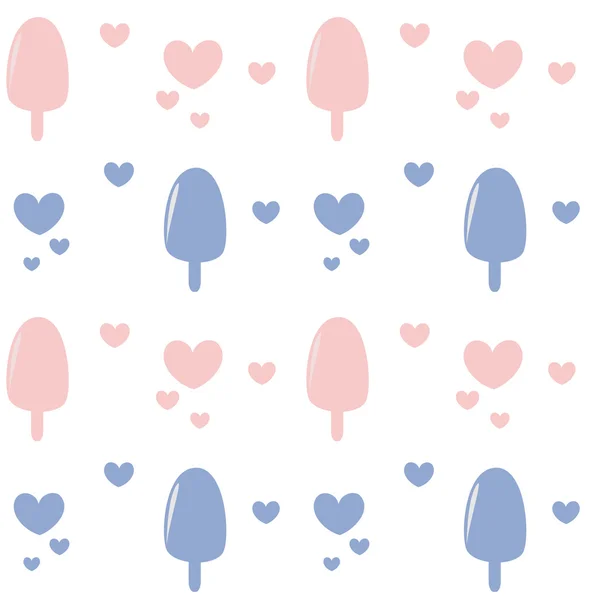 Рожевий трояндовий кварц і спокій милий милий морозиво безшовний векторний візерунок фонова ілюстрація з серцями — стоковий вектор