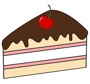 çikolata ve kiraz vektör illüstrasyon ile pasta sevimli karikatür dilim