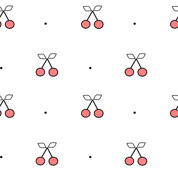 Черный белый и красный вишни милый бесшовный векторный рисунок фон иллюстрации — стоковый вектор