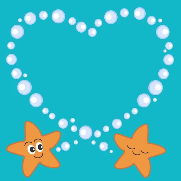 Cute cartoon starfish in love romantic vector illustration — Stock Vector