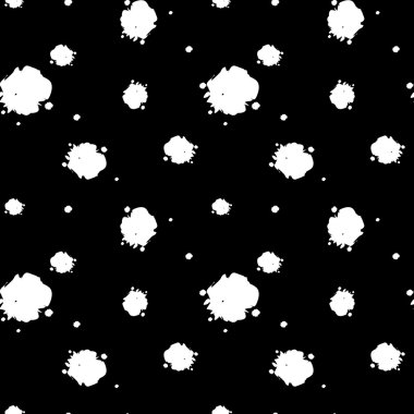 siyah arka plan sorunsuz vektör desen çizim üzerinde beyaz mürekkep lekesi