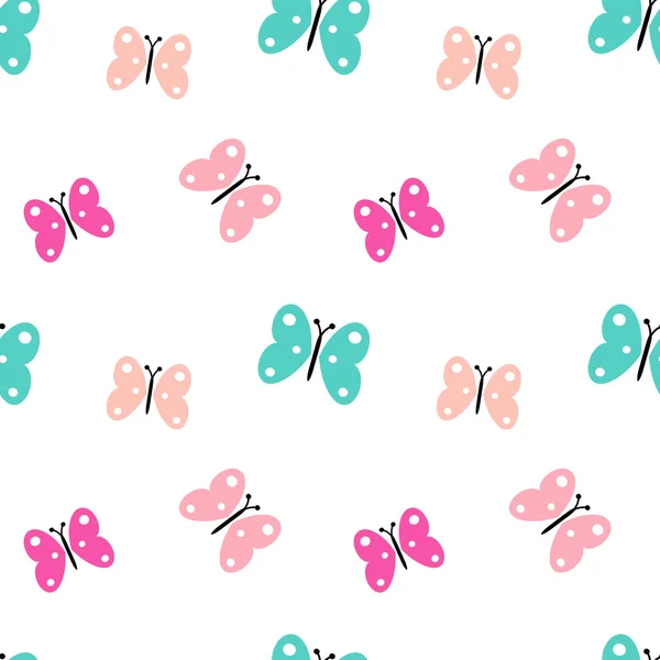 Mariposas lindas coloridas sin costura vector patrón fondo ilustración — Vector de stock