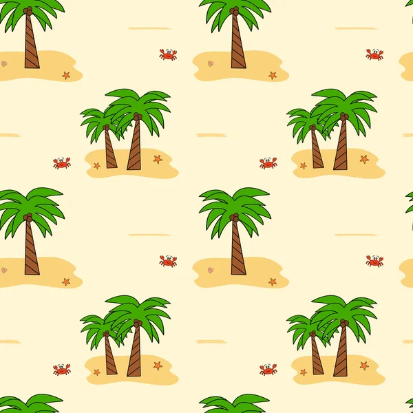 Söta tecknade coconut palm tree sömlös vektor mönster bakgrund illustration — Stock vektor