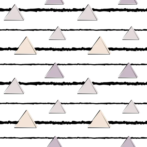 Grunge soyut sorunsuz vektör desen arka plan çizim çizgileri ve üçgenler — Stok Vektör