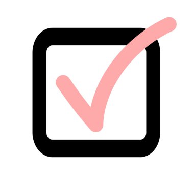 pembe onay işareti simgesi vektör illüstrasyon