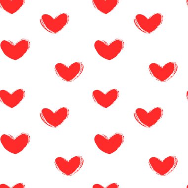 Kırmızı kalpler Dikişsiz desen arka plan illüstrasyon vektör