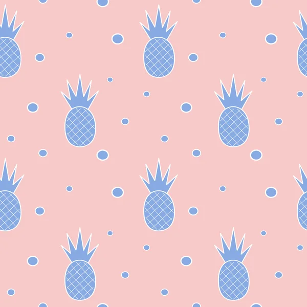 Blauwe sereniteit ananas op Rozenkwarts achtergrond naadloze patroon vectorillustratie — Stockvector