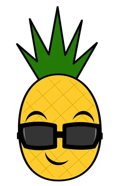 Roztomilý kreslený ananas se slunečními brýlemi — Stockový vektor