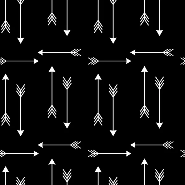 Flèches blanches sur fond noir illustration vectorielle sans couture — Image vectorielle