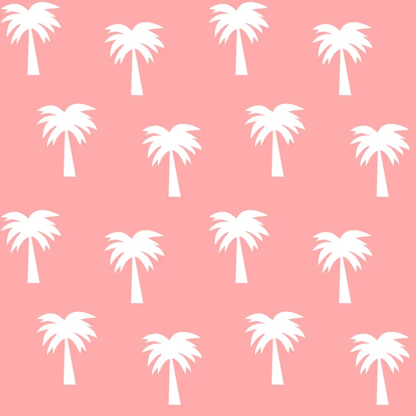 White palm tree on pink background seamless vector pattern illustration — Stock Vector