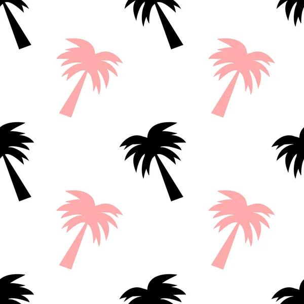 Black and pink palm tree seamless vector pattern background illustration — Stock Vector