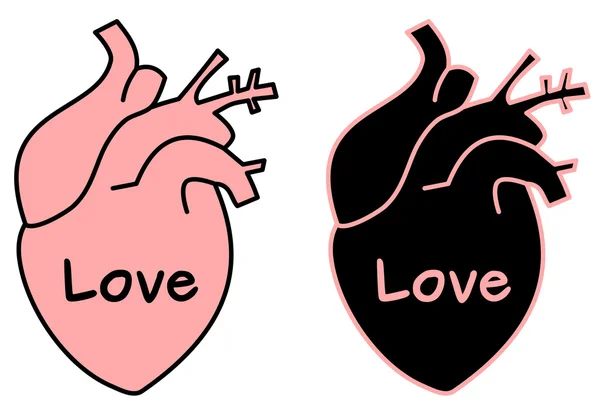 Siyah pembe insan kalpleri ile kelime kavram vektör çizim seviyorum — Stok Vektör