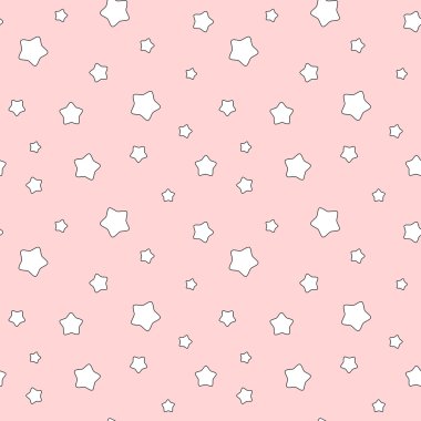 pembe arka plan sorunsuz vektör desen çizim üzerinde sevimli çizgi beyaz yıldız