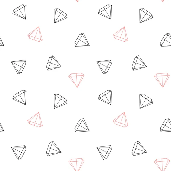 검정색 흰색과 핑크 다이아몬드 원활한 벡터 패턴 배경 그림 — 스톡 벡터