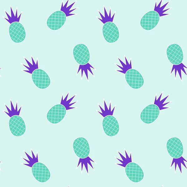 Colorato ananas su sfondo blu senza soluzione di continuità modello vettoriale illustrazione — Vettoriale Stock