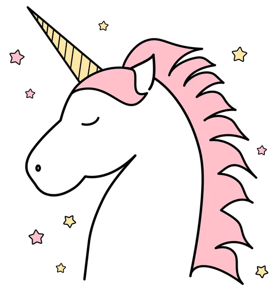 Lucu kartun unicorn vector ilustrasi - Stok Vektor