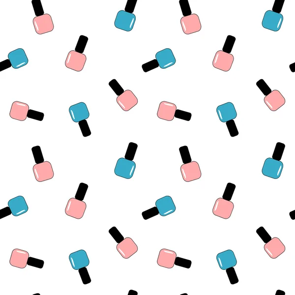 Lindo precioso dibujo animado rosa y azul esmalte de uñas sin costura patrón de fondo ilustración — Vector de stock