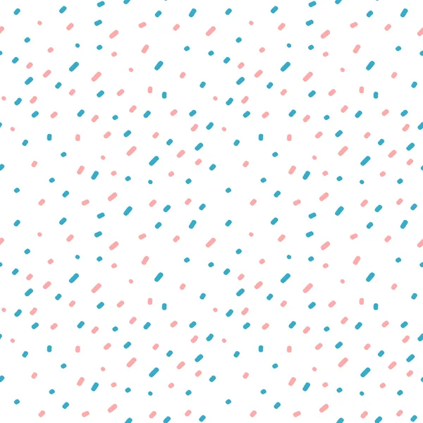 Beyaz arka plan sorunsuz vektör desen çizim üzerinde şirin pembe mavi konfeti — Stok Vektör