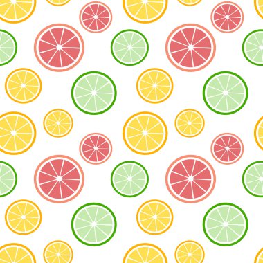 renkli dilimlenmiş limon portakal ve limon Dikişsiz desen arka plan illüstrasyon vektör