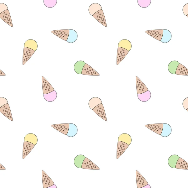 Roztomilý kreslený ploché barevné kužel zmrzliny bezešvá vektorová vzor pozadí ilustrace — Stockový vektor