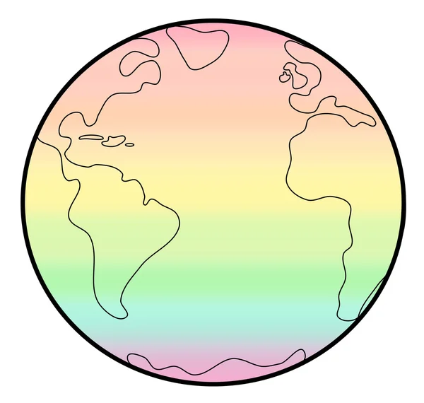 Kleurrijke regenboog cartoon Aarde planeet illustratie — Stockfoto