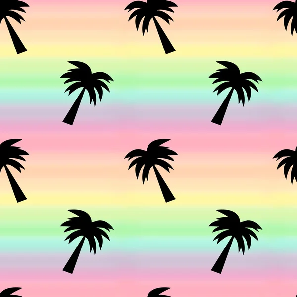 Färgglada Rainbow akvarell bakgrund sömlösa mönster illustration med Palm Tree — Stockfoto