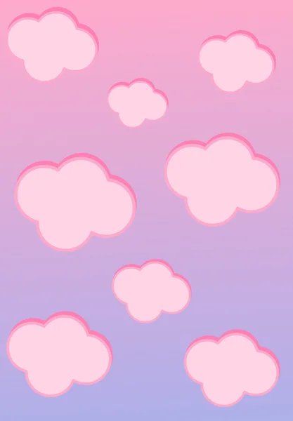 Nuvens de desenhos animados na ilustração do pôr-do-sol rosa — Fotografia de Stock