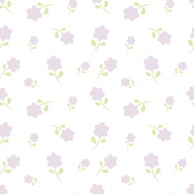 sevimli romantik mor çiçekler Dikişsiz desen arka plan illüstrasyon vektör