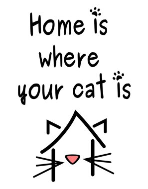 evim senin kedi kavramı alıntı vektör poster kartı çizim nerede
