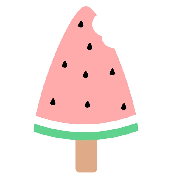 可爱的西瓜咬冰淇淋矢量图 — 图库矢量图片
