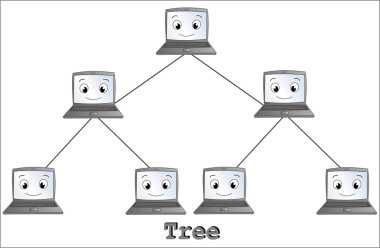 Tree network topology cartoon illustration clipart