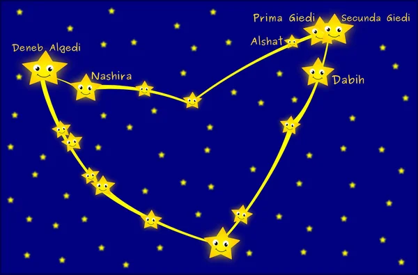 Capricornus sterrenbeeld sterrenkunde cartoon afbeelding — Stockfoto