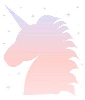 sevimli pembe mavi degrade unicorn siluet çizimi
