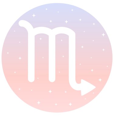 Akrep Burçları pembe ve mavi degrade arka plan üstünde kutsal kişilerin resmi daire