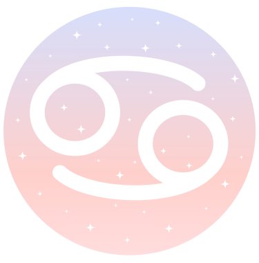 Kanser zodyak işaretleri pembe ve mavi degrade arka plan üstünde kutsal kişilerin resmi daire