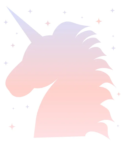 Cute pink gradien biru unicorn ilustrasi siluet — Stok Foto