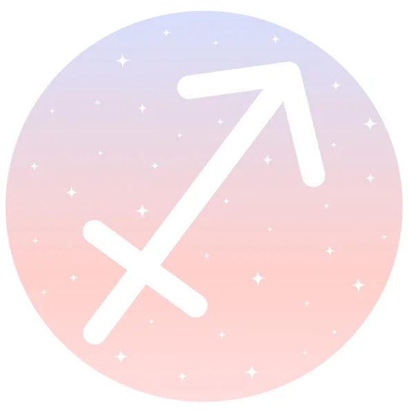 Sagittario segni zodiacali icona cerchio su sfondo sfumato rosa e blu — Foto Stock
