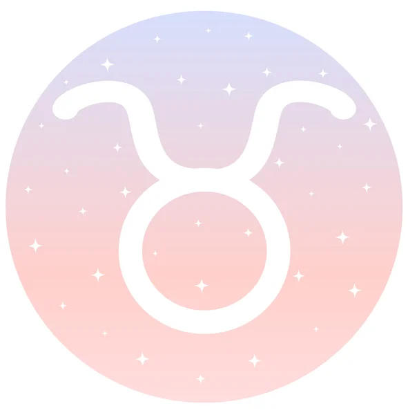 Tauro signos del zodíaco icono del círculo sobre fondo de degradado rosa y azul —  Fotos de Stock