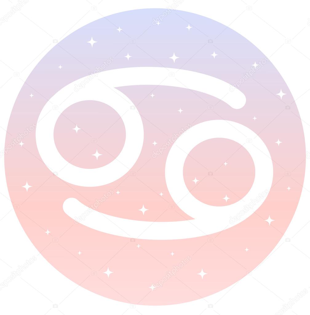 Cancer Zodiac Signs Circle Icon On Pink And Blue Gradient Background