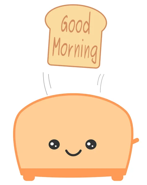 Niedlichen Cartoon-Toaster und Toastbrot mit haben einen schönen Tag Zitat Vektor Illustration — Stockvektor