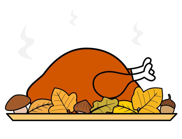 Schattige cartoon thanksgiving day Geroosterde Turkije vectorillustratie — Stockvector