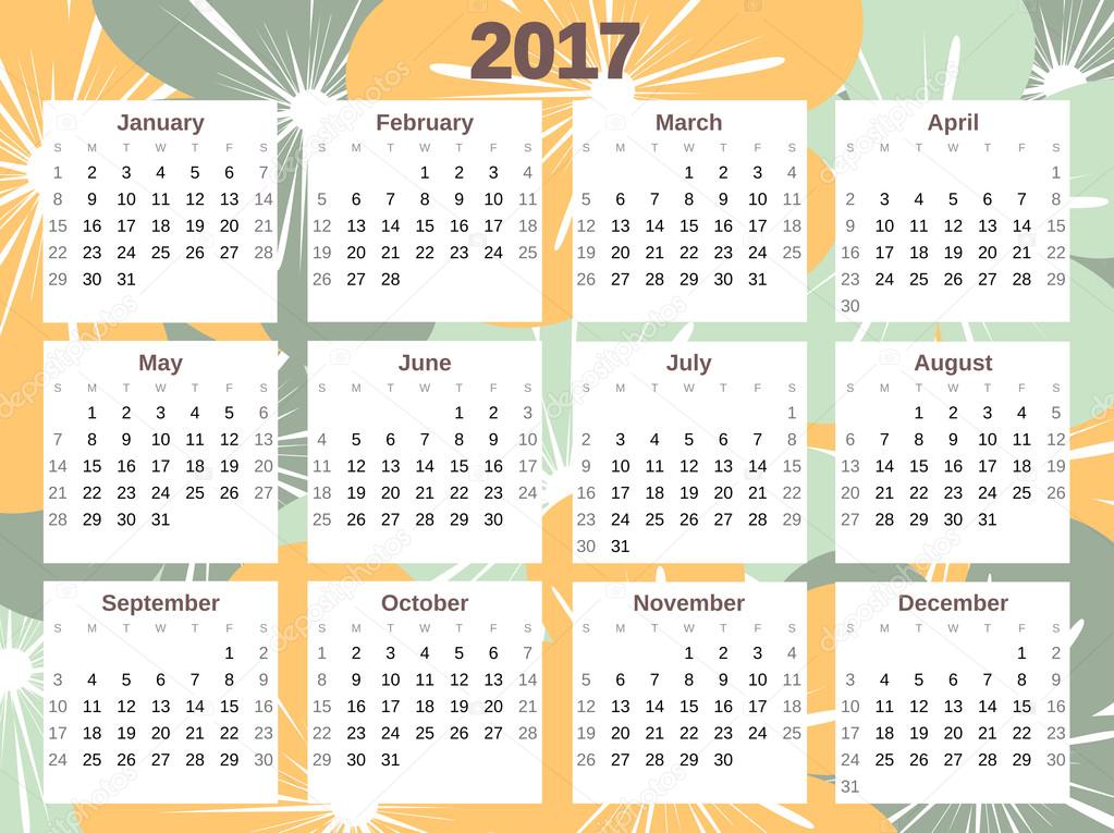 cute colorful 2017 calendar vector with flowers