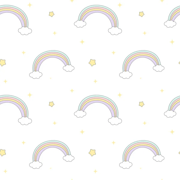 Cute cartoon rainbow seamless vector pattern background illustration — Stock Vector